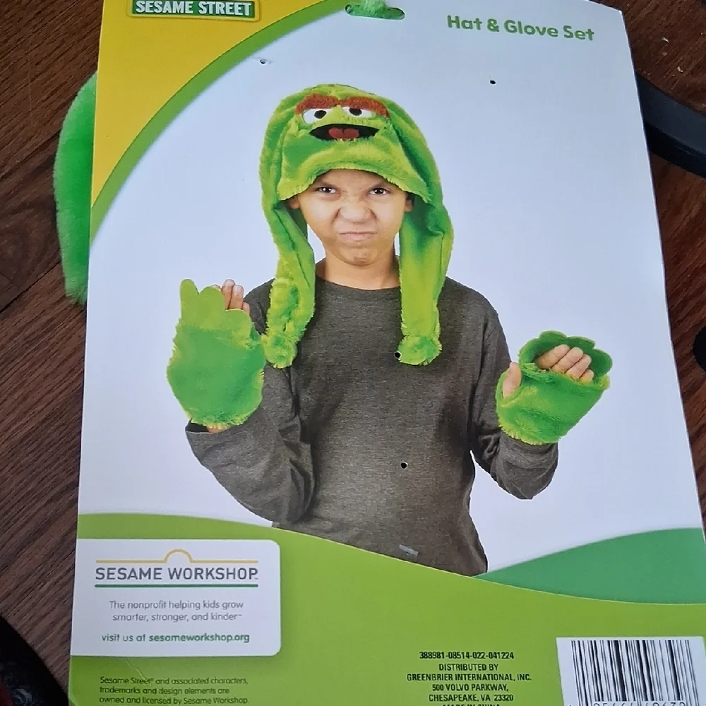 Sesame Street Fuzzy Green Character Hat